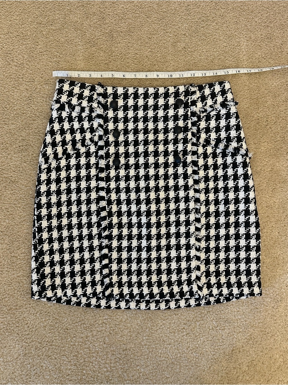Express Black and White Houndstooth Tweed Skirt NWOT Fall 8